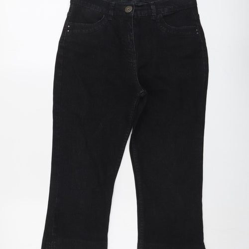 Marks and Spencer Womens Black Cotton Straight Jeans Size 10 L20 in Regular Button