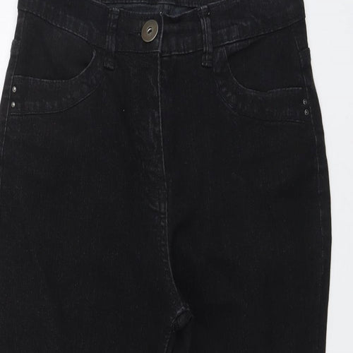 Marks and Spencer Womens Black Cotton Straight Jeans Size 10 L20 in Regular Button