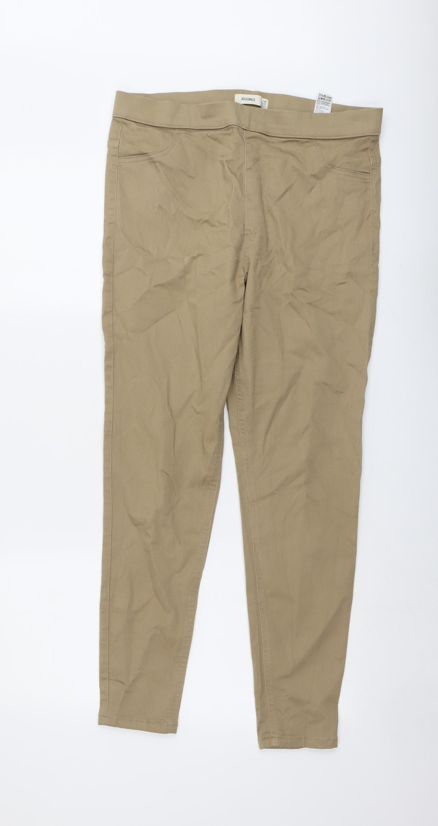 Marks and Spencer Womens Beige Cotton Jegging Jeans Size 16 L27 in Regular