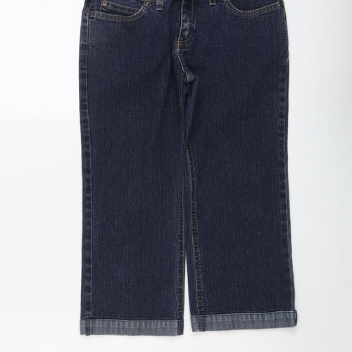 Per Una Womens Blue Cotton Straight Jeans Size 8 L20 in Regular Button