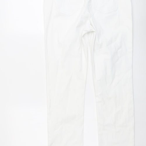 Marks and Spencer Womens White Cotton Skinny Jeans Size 14 L28 in Slim Button