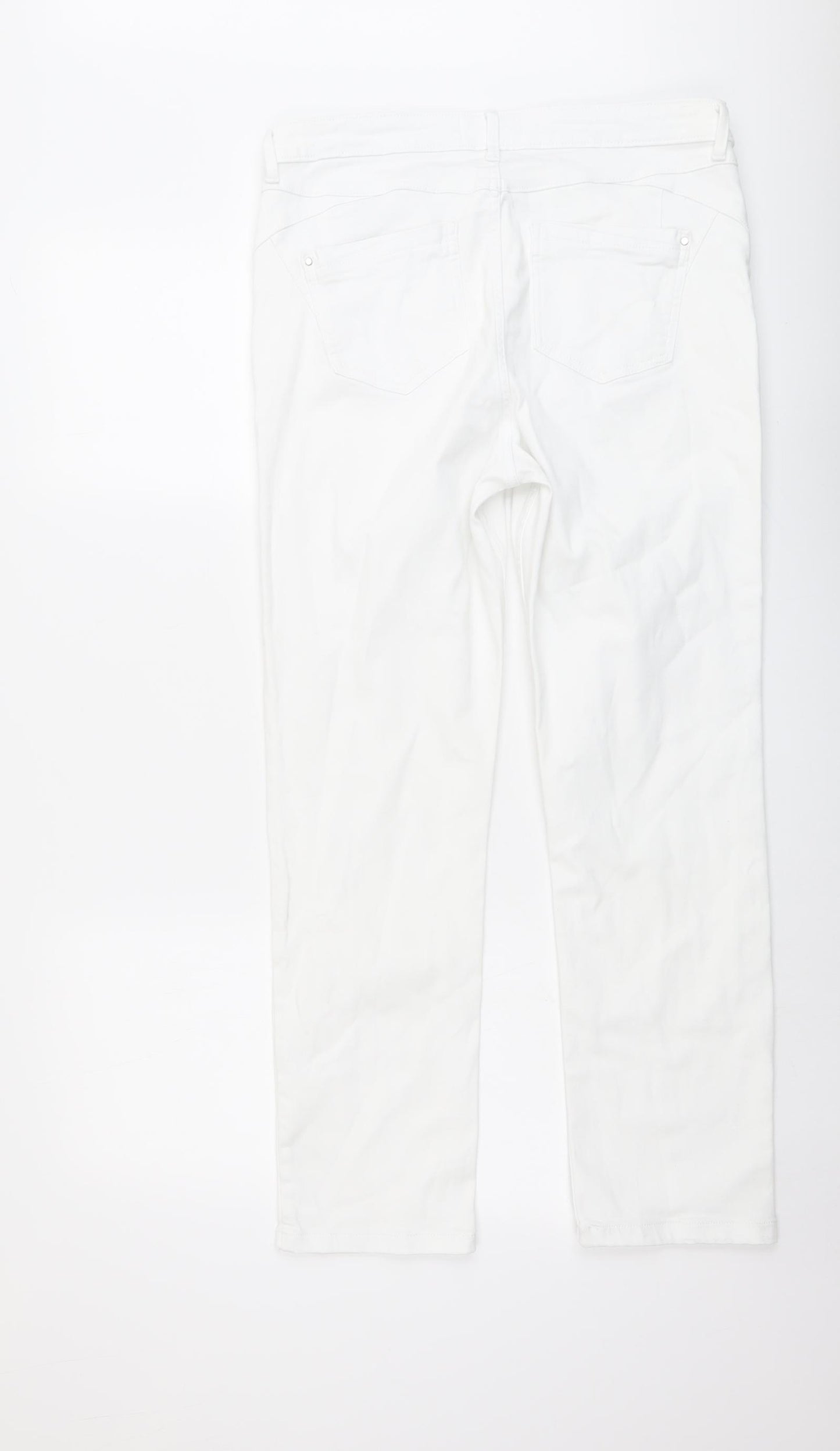 Marks and Spencer Womens White Cotton Skinny Jeans Size 14 L28 in Slim Button