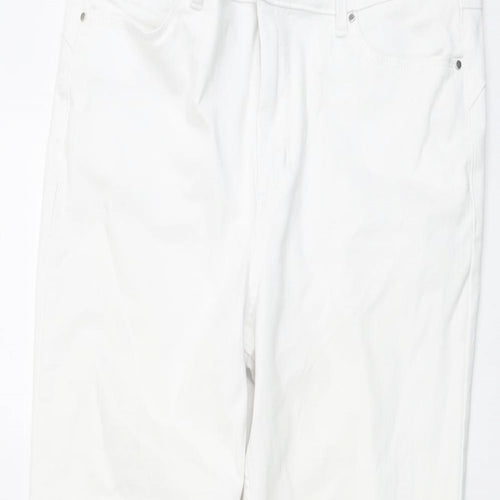 Marks and Spencer Womens White Cotton Skinny Jeans Size 14 L28 in Slim Button