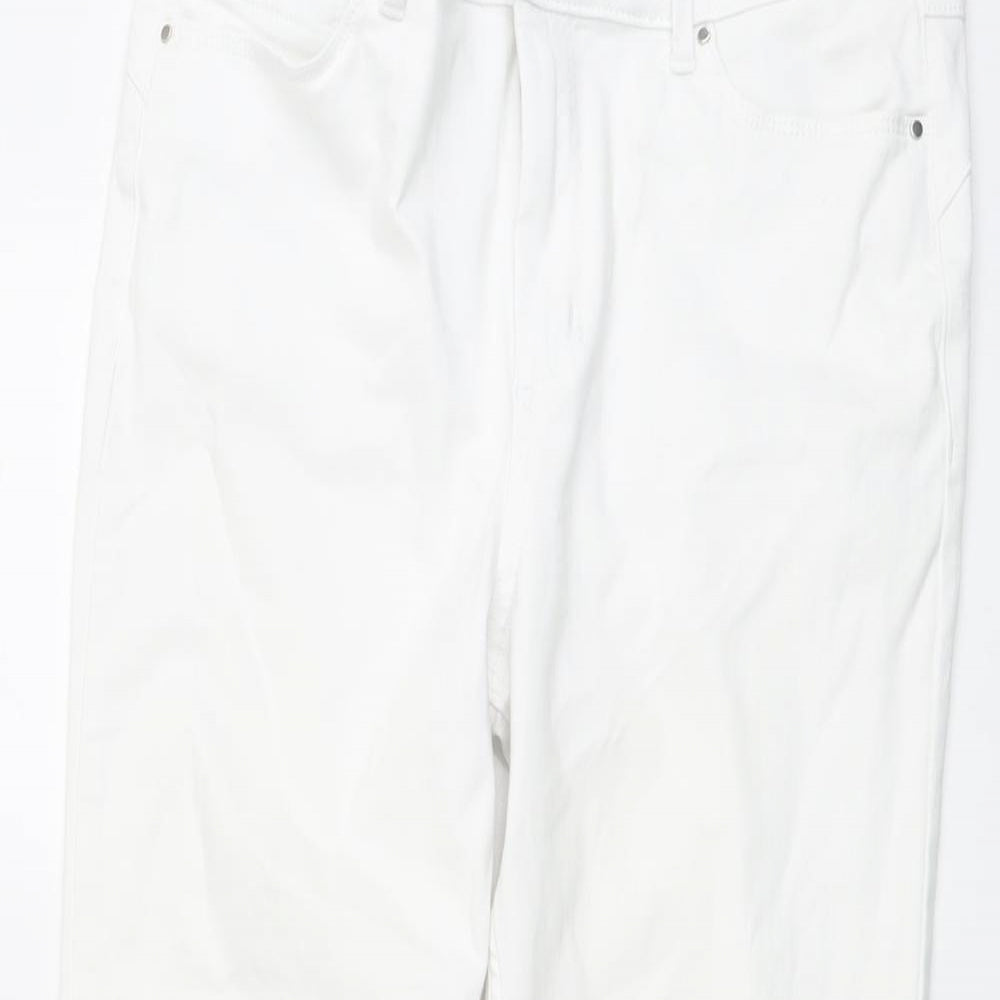 Marks and Spencer Womens White Cotton Skinny Jeans Size 14 L28 in Slim Button