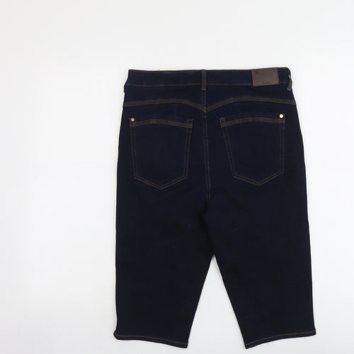 Marks and Spencer Womens Blue Cotton Skimmer Shorts Size 12 L13 in Regular Button