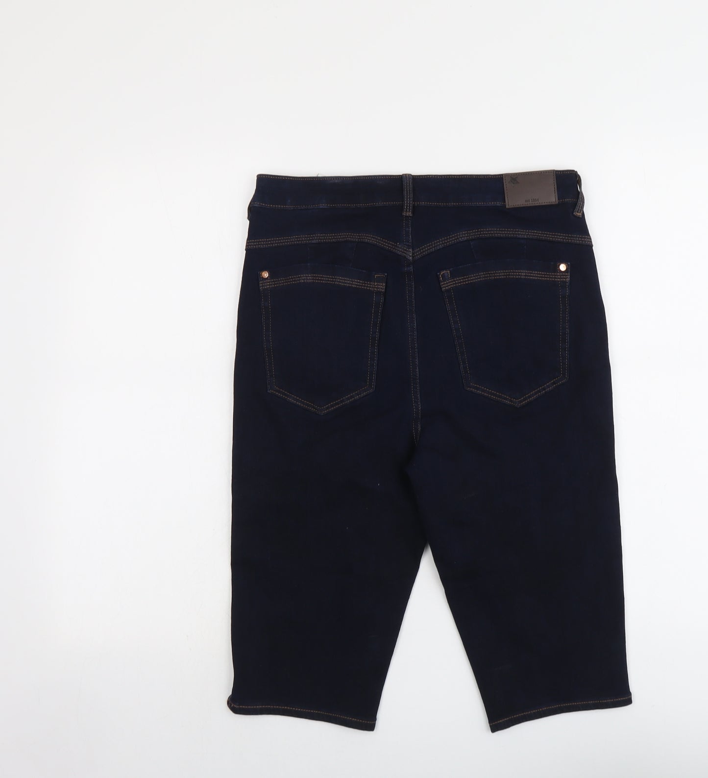 Marks and Spencer Womens Blue Cotton Skimmer Shorts Size 12 L13 in Regular Button
