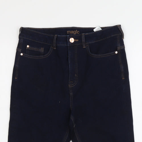 Marks and Spencer Womens Blue Cotton Skimmer Shorts Size 12 L13 in Regular Button