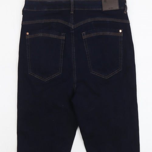Marks and Spencer Womens Blue Cotton Skimmer Shorts Size 12 L13 in Regular Button