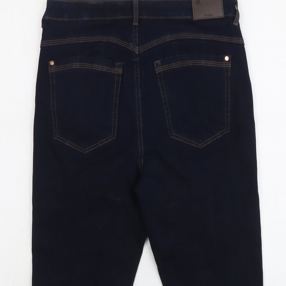 Marks and Spencer Womens Blue Cotton Skimmer Shorts Size 12 L13 in Regular Button