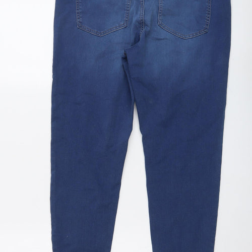 Marks and Spencer Womens Blue Cotton Skinny Jeans Size 16 L26 in Regular