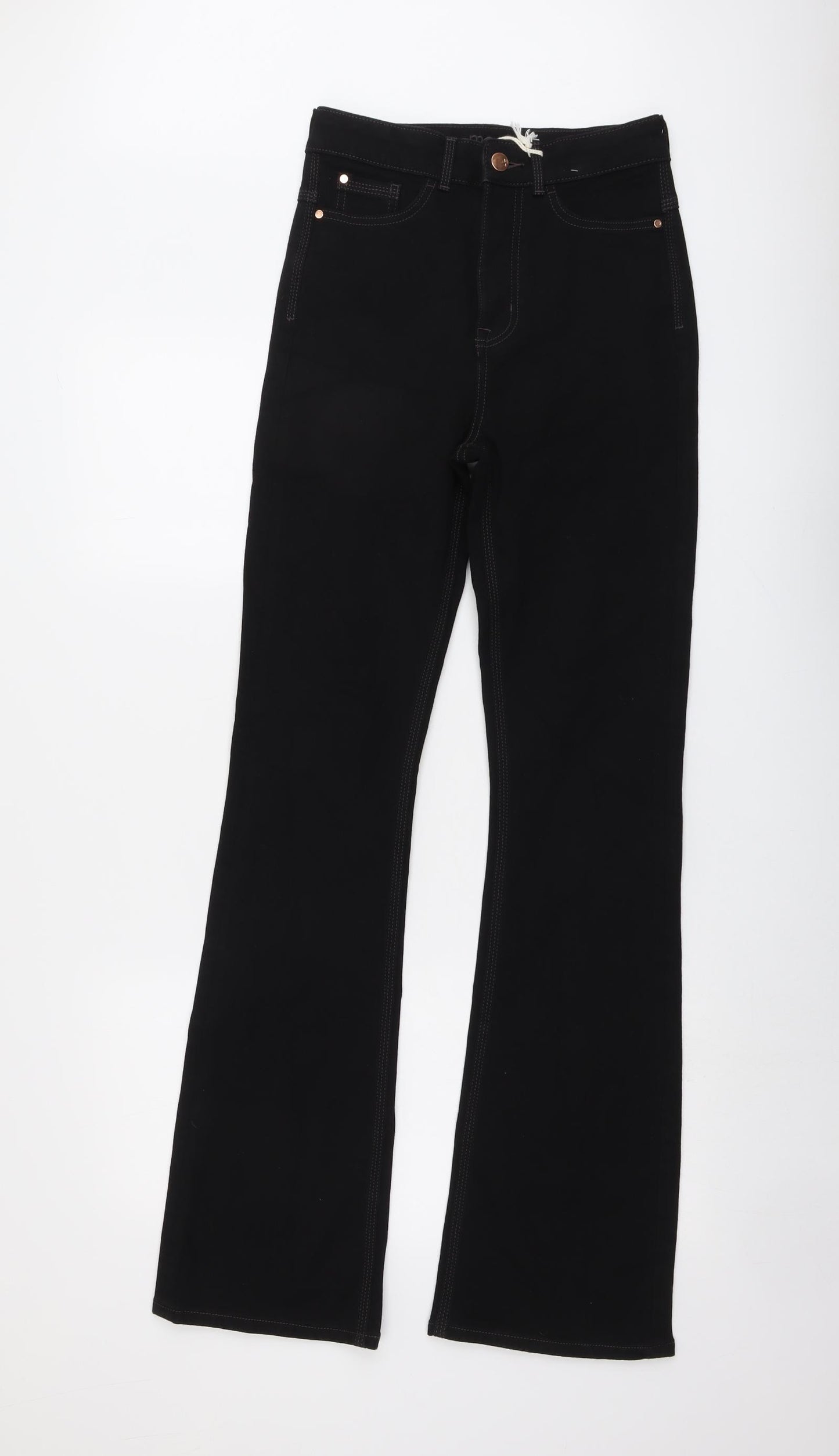Marks and Spencer Womens Black Cotton Bootcut Jeans Size 8 L33 in Regular Button