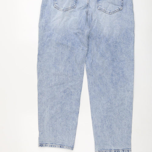 Marks and Spencer Womens Blue Cotton Boyfriend Jeans Size 12 L27 in Regular Button