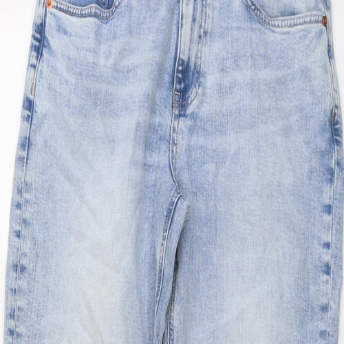 Marks and Spencer Womens Blue Cotton Boyfriend Jeans Size 12 L27 in Regular Button