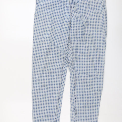 Topshop Womens Blue Geometric Cotton Straight Jeans Size 28 in L26 in Regular Button