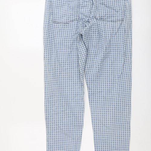 Topshop Womens Blue Geometric Cotton Straight Jeans Size 28 in L26 in Regular Button