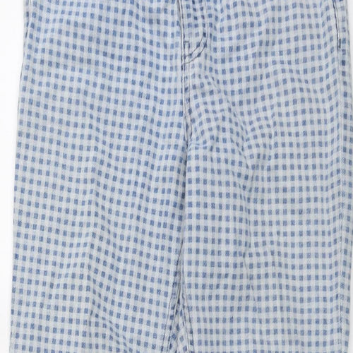 Topshop Womens Blue Geometric Cotton Straight Jeans Size 28 in L26 in Regular Button