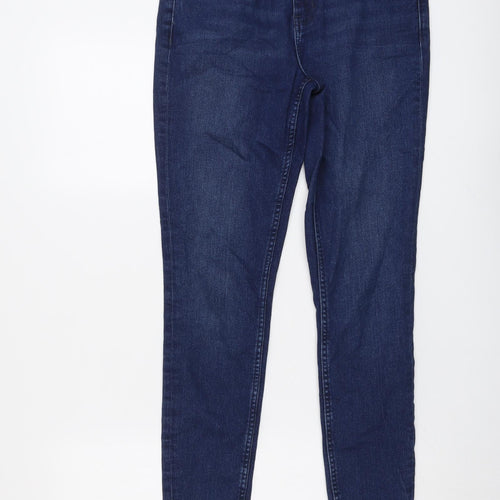 Marks and Spencer Womens Blue Cotton Skinny Jeans Size 10 L28 in Regular Button