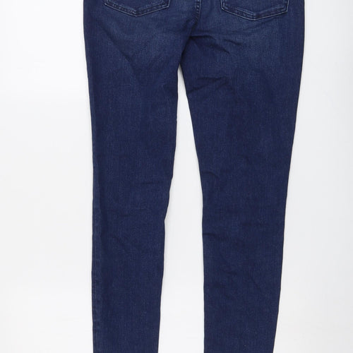 Marks and Spencer Womens Blue Cotton Skinny Jeans Size 10 L28 in Regular Button