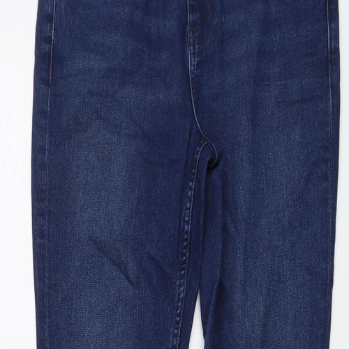 Marks and Spencer Womens Blue Cotton Skinny Jeans Size 10 L28 in Regular Button