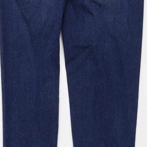 Marks and Spencer Womens Blue Cotton Skinny Jeans Size 10 L28 in Regular Button
