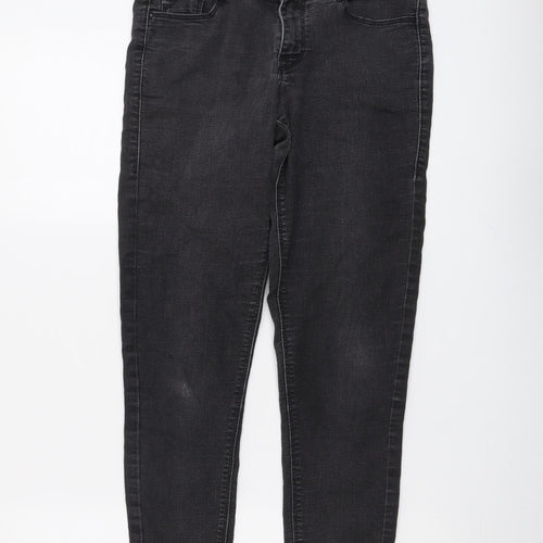 Dorothy Perkins Womens Grey Cotton Skinny Jeans Size 10 L28 in Regular Button