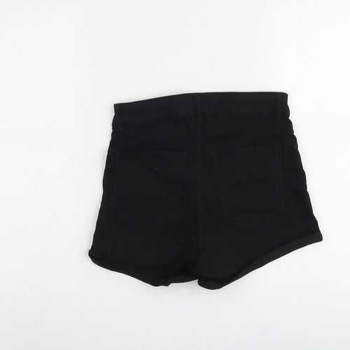 H&M Womens Black Cotton Hot Pants Shorts Size 8 L3 in Regular Button