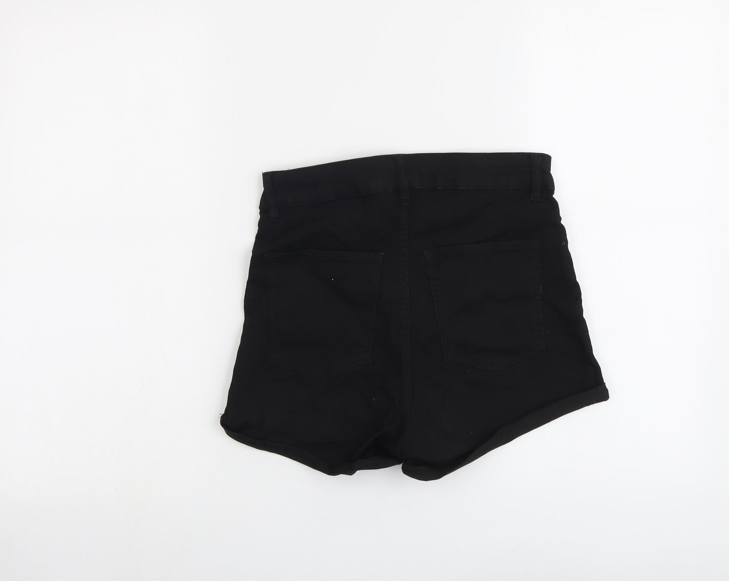 H&M Womens Black Cotton Hot Pants Shorts Size 8 L3 in Regular Button