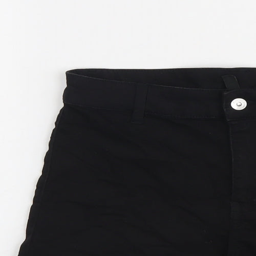 H&M Womens Black Cotton Hot Pants Shorts Size 8 L3 in Regular Button