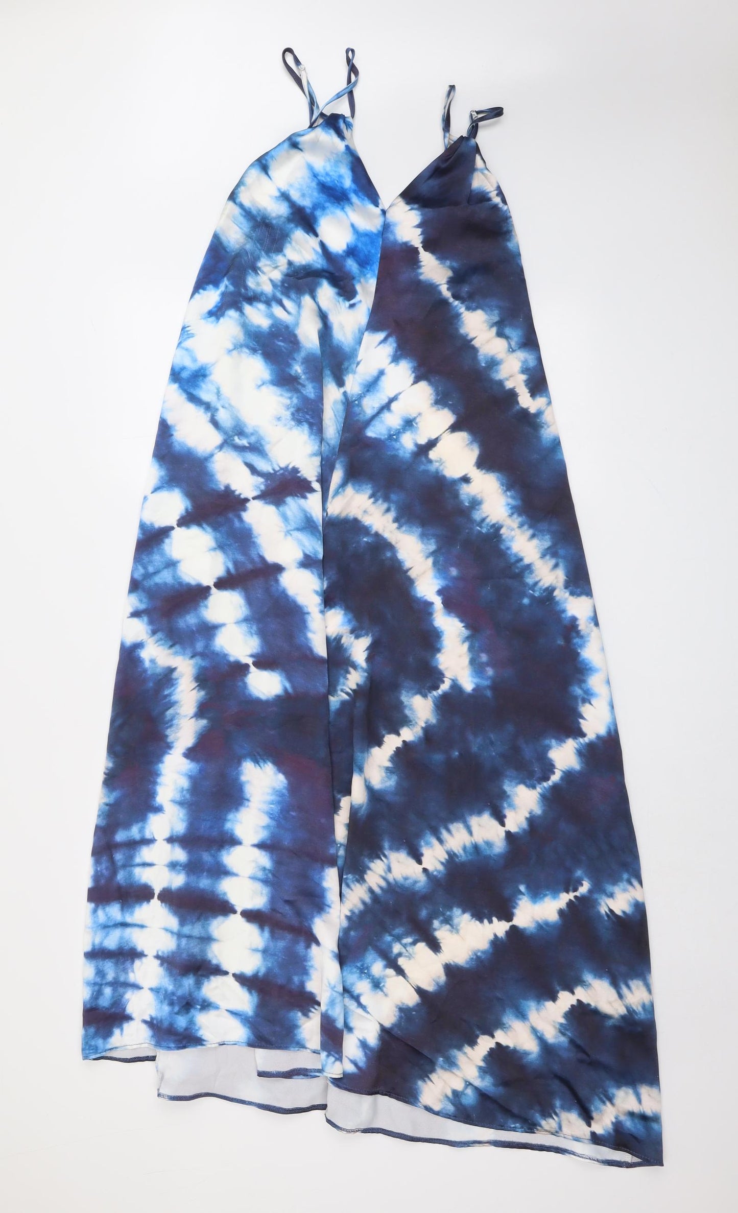Zara Womens Blue Tie Dye Polyester Maxi Size XS V-Neck Pullover