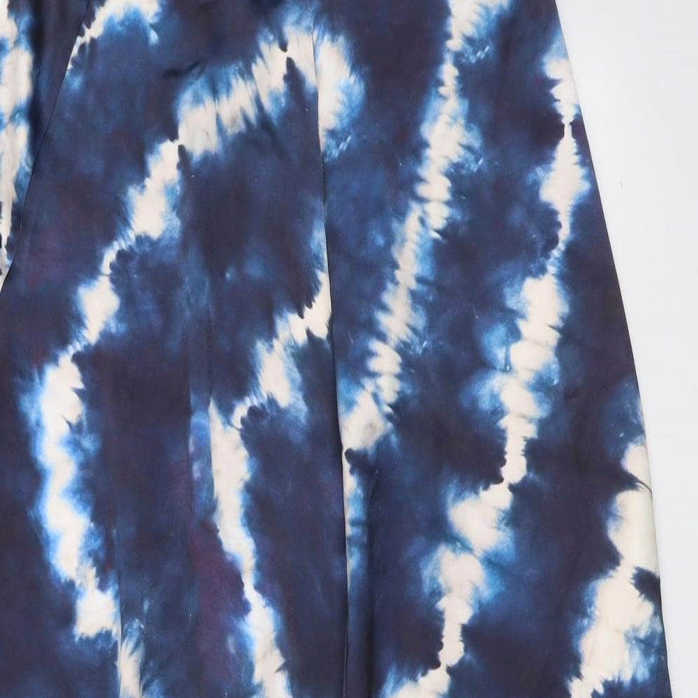 Zara Womens Blue Tie Dye Polyester Maxi Size XS V-Neck Pullover