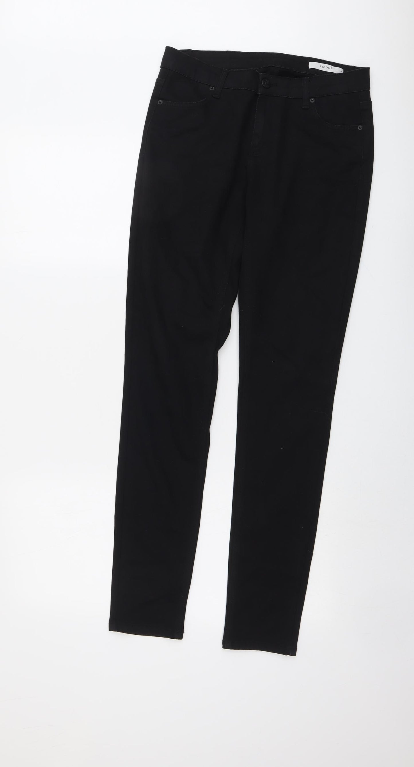 2nd ONE Womens Black Cotton Skinny Jeans Size 29 in L31 in Regular Button