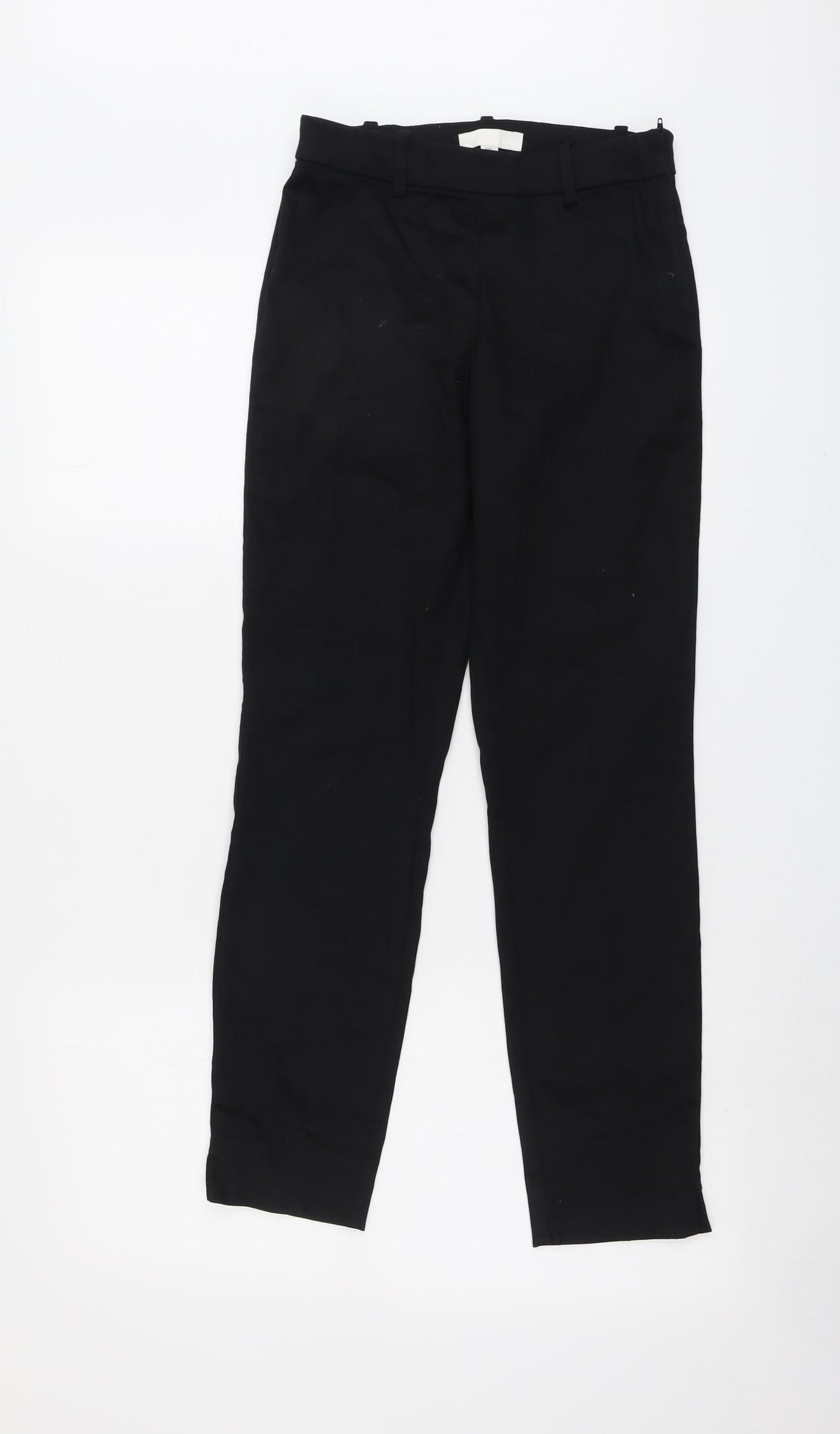 H&M Womens Black Cotton Trousers Size 6 L27 in Regular Zip