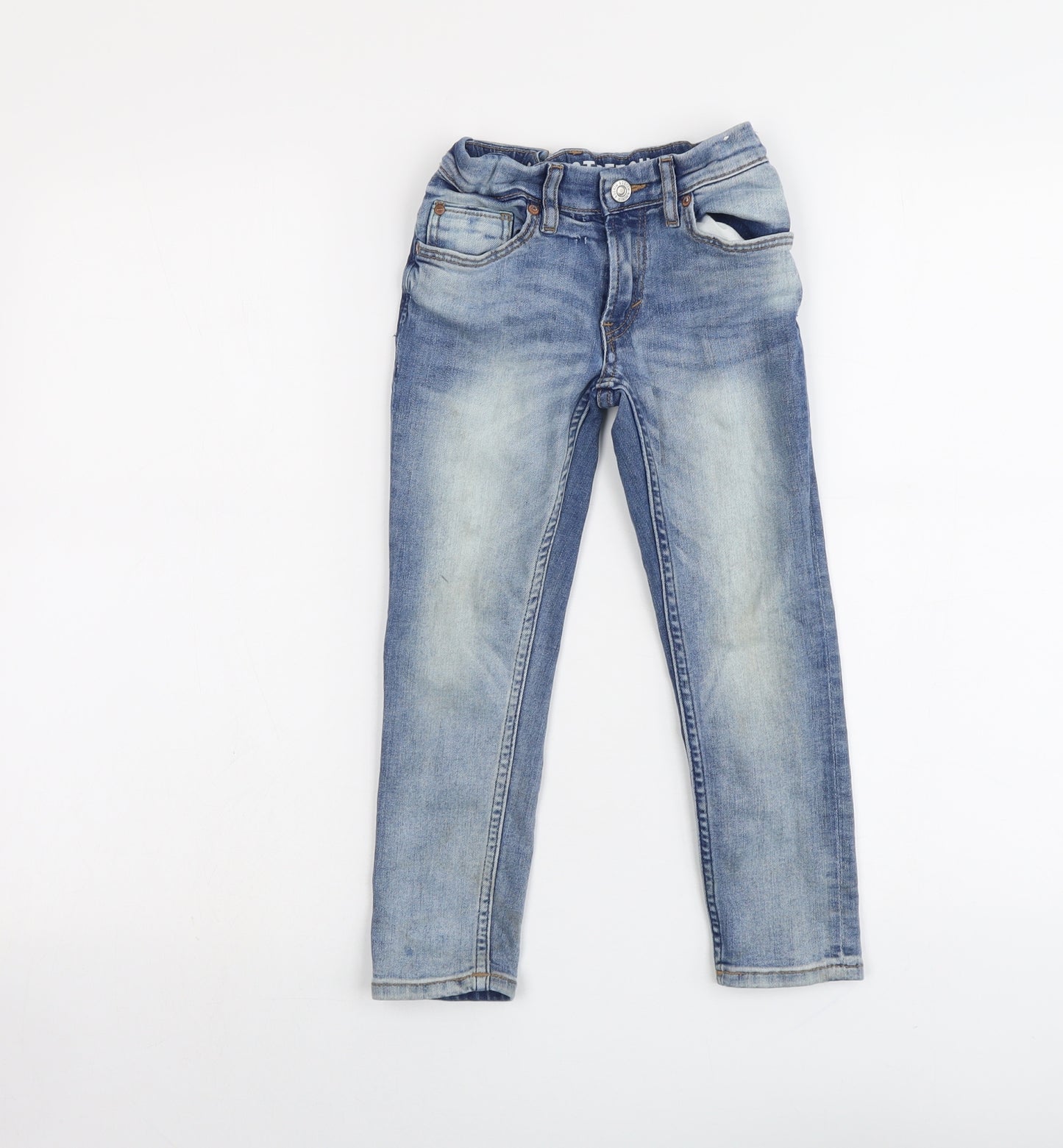 H&M Boys Blue Cotton Skinny Jeans Size 4-5 Years Regular Snap