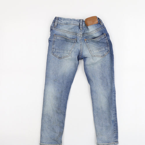 H&M Boys Blue Cotton Skinny Jeans Size 4-5 Years Regular Snap