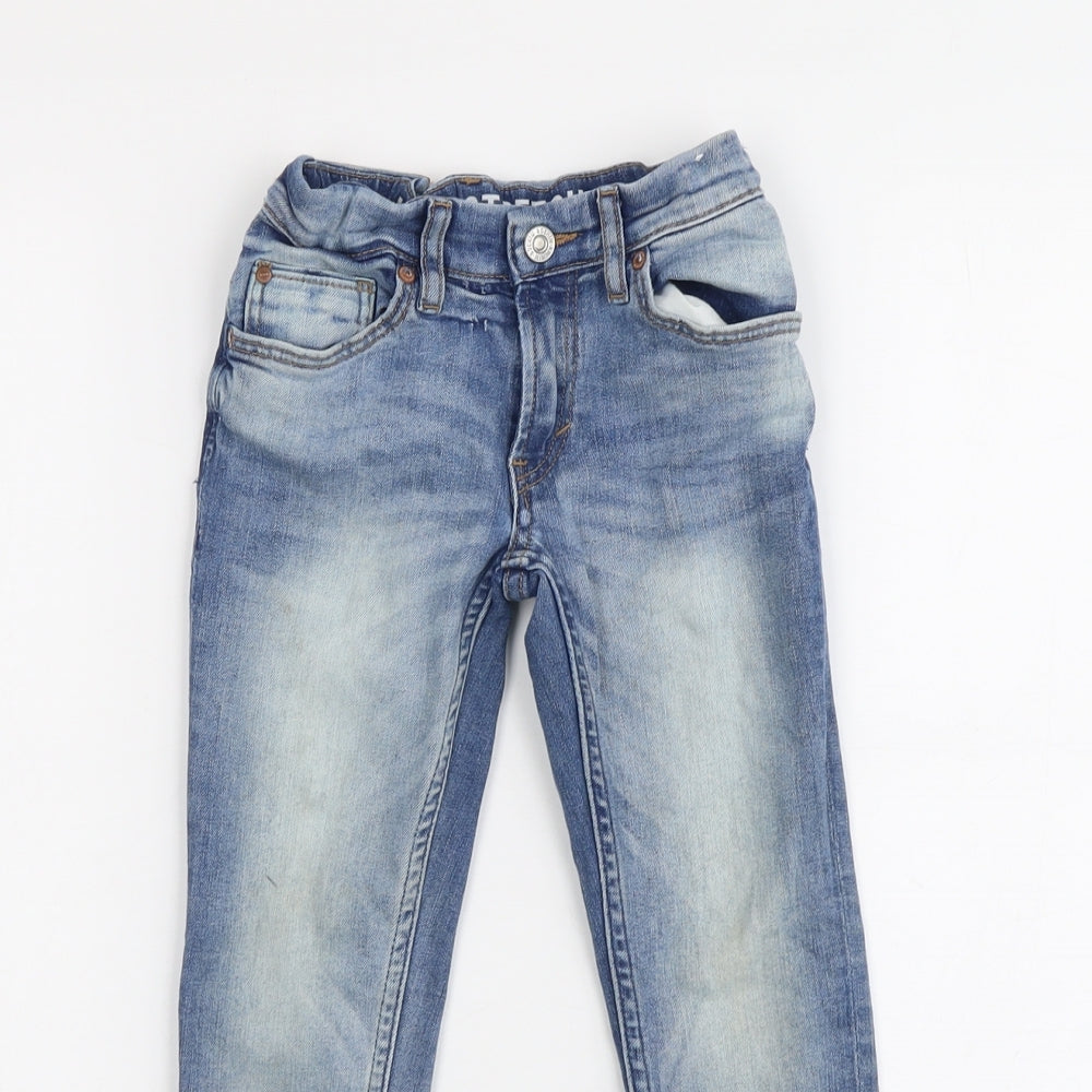 H&M Boys Blue Cotton Skinny Jeans Size 4-5 Years Regular Snap