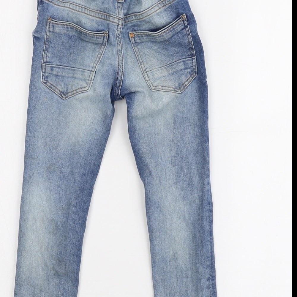 H&M Boys Blue Cotton Skinny Jeans Size 4-5 Years Regular Snap