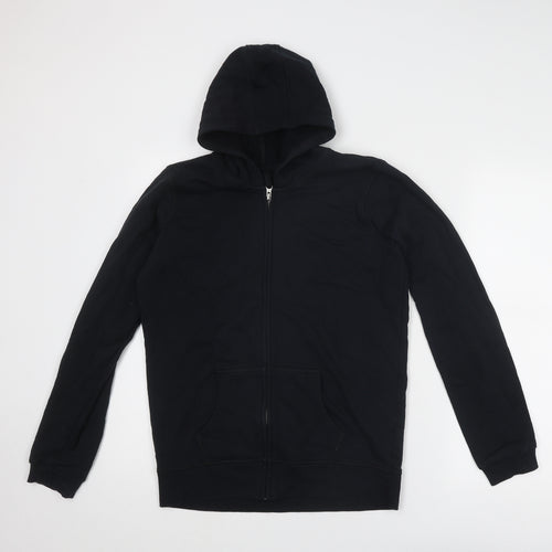 Marks and Spencer Boys Black Cotton Full Zip Hoodie Size 15 Years Zip