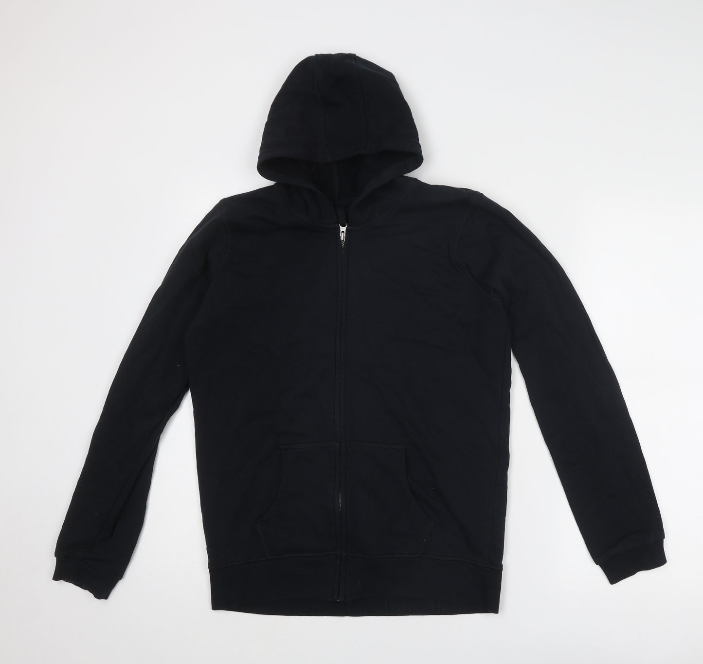 Marks and Spencer Boys Black Cotton Full Zip Hoodie Size 15 Years Zip