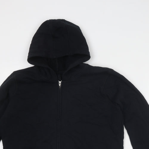 Marks and Spencer Boys Black Cotton Full Zip Hoodie Size 15 Years Zip