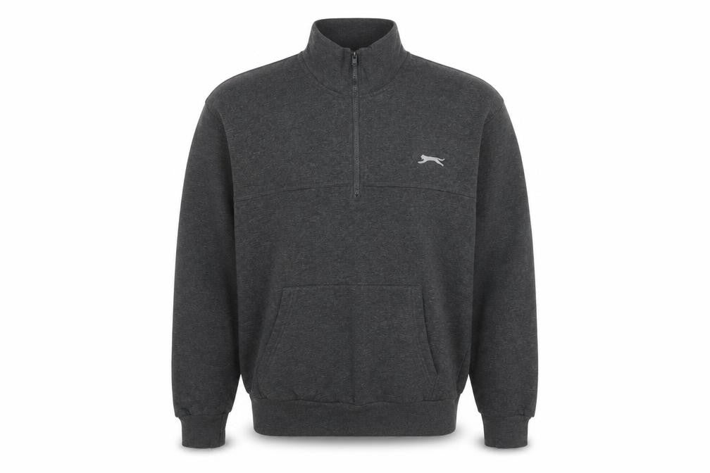 Front view of Slazenger men’s grey polyester pullover sweatshirt, size L