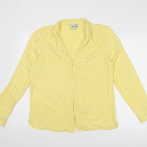 ICHI Womens Yellow Geometric Viscose Basic Button-Up Size S Collared