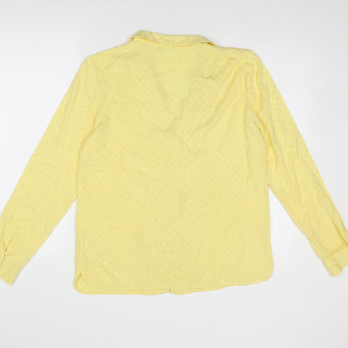 ICHI Womens Yellow Geometric Viscose Basic Button-Up Size S Collared