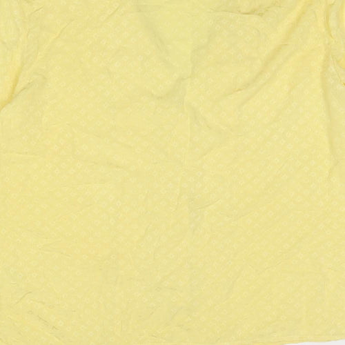 ICHI Womens Yellow Geometric Viscose Basic Button-Up Size S Collared