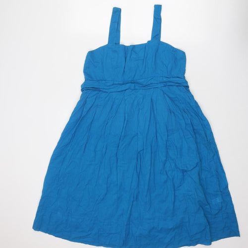 Ethel Austin Womens Blue Polyester Tank Dress Size 14 Square Neck Pullover