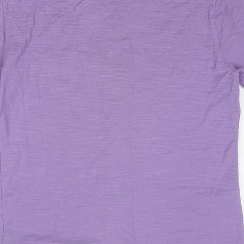 Zara Mens Purple Polyester Button-Up Size M Collared Button