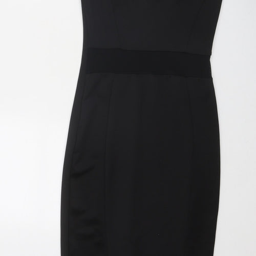 Miss Selfridge Womens Black Polyester Slip Dress Size 8 Scoop Neck Pullover