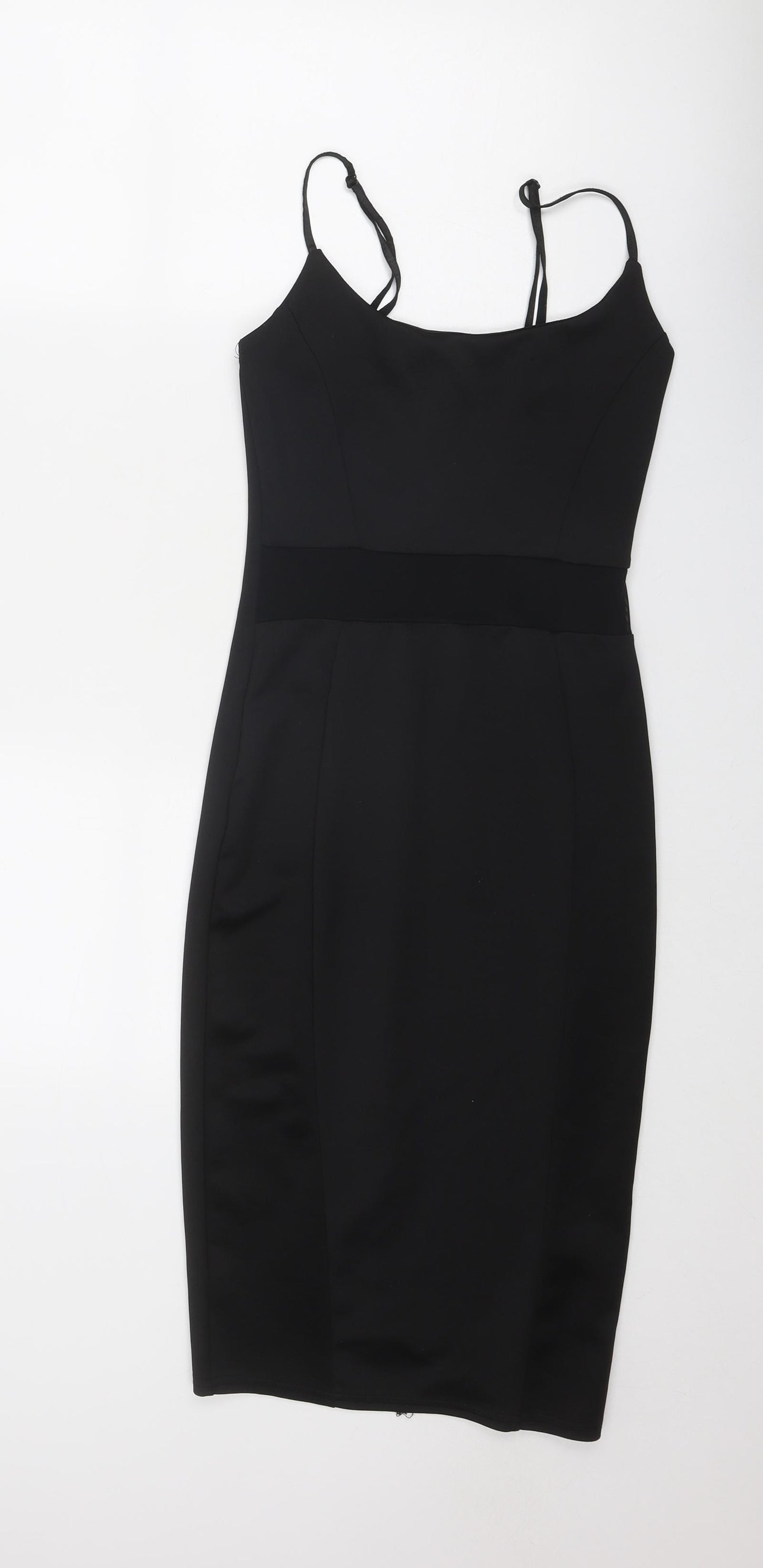 Miss Selfridge Womens Black Polyester Slip Dress Size 8 Scoop Neck Pullover