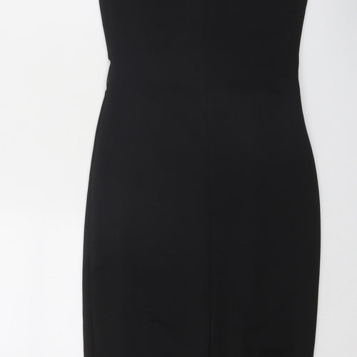 Miss Selfridge Womens Black Polyester Slip Dress Size 8 Scoop Neck Pullover