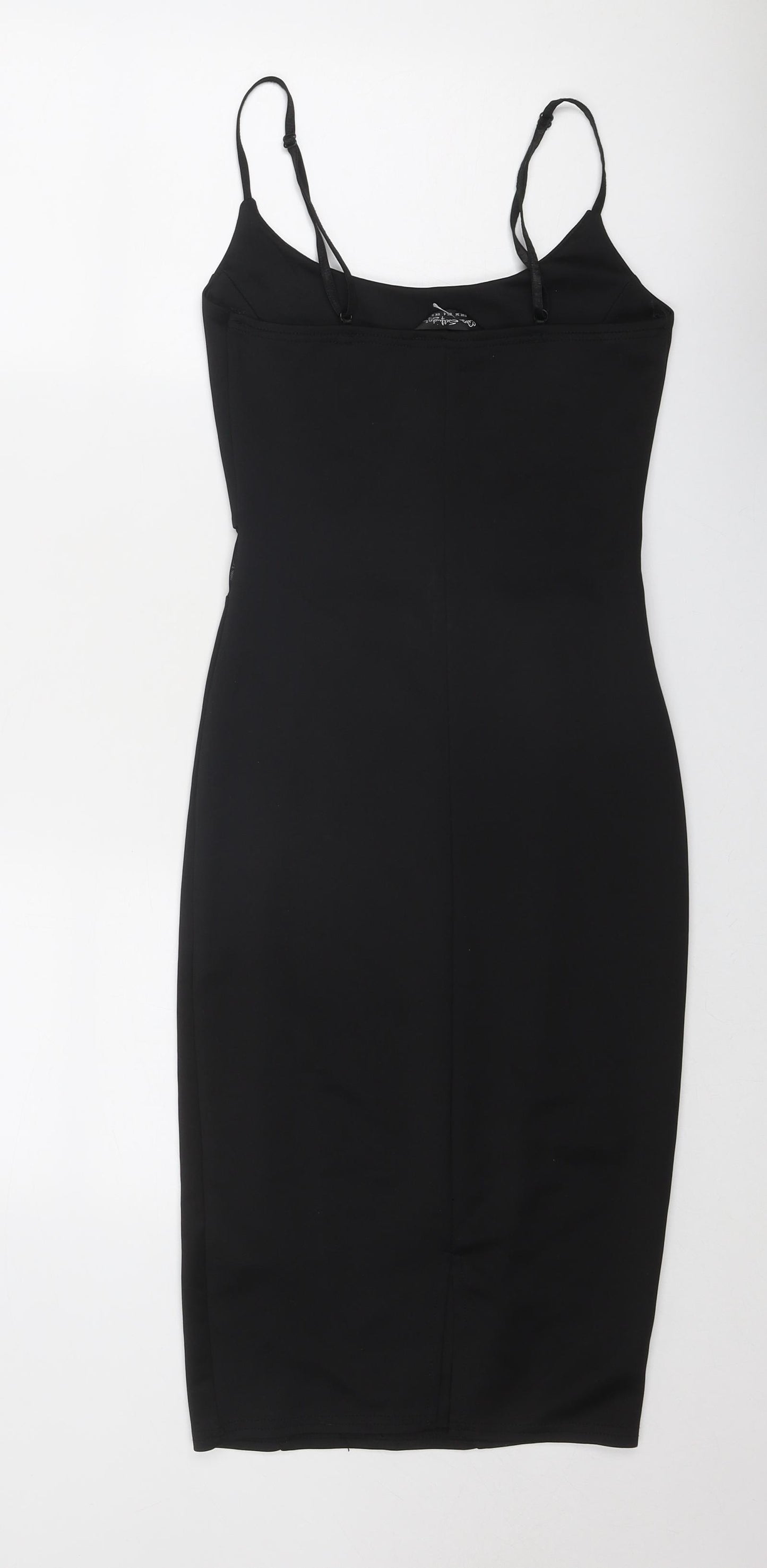 Miss Selfridge Womens Black Polyester Slip Dress Size 8 Scoop Neck Pullover