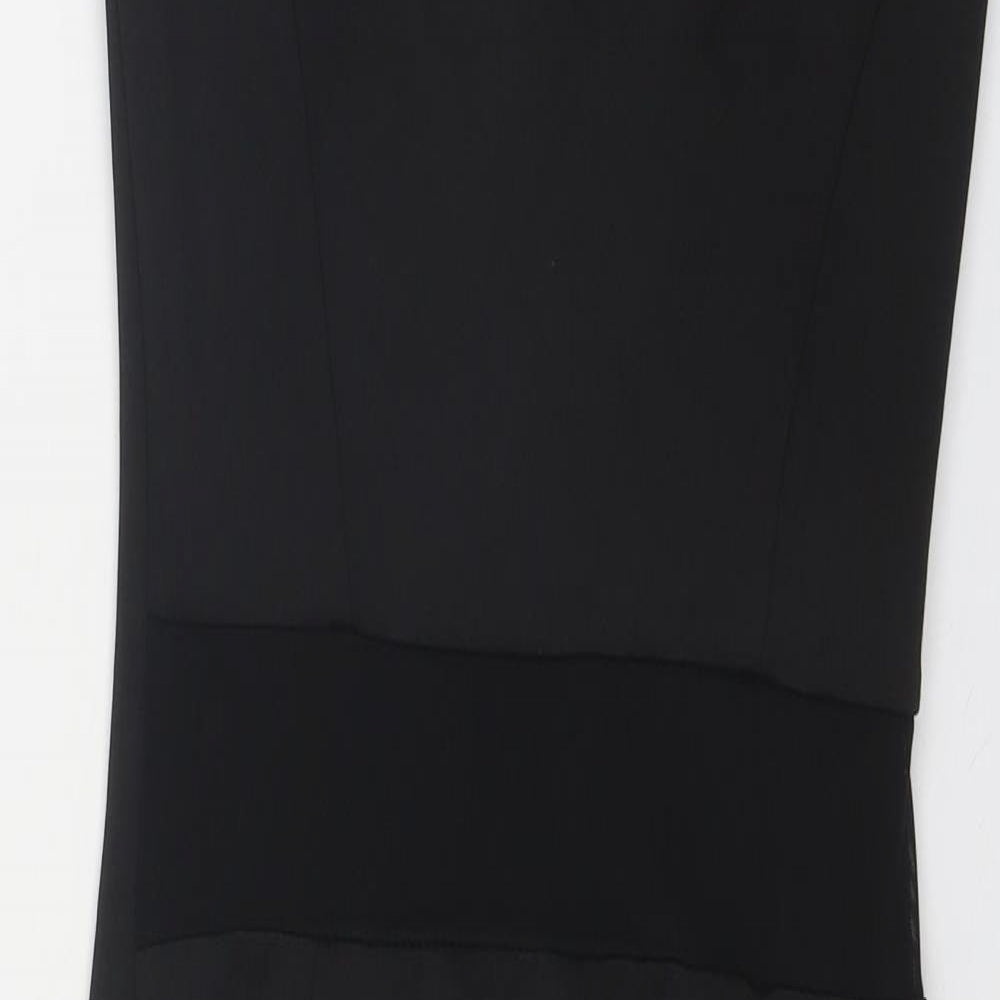 Miss Selfridge Womens Black Polyester Slip Dress Size 8 Scoop Neck Pullover